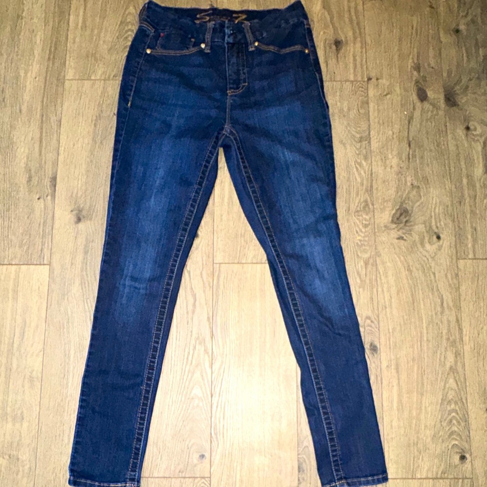 Seven7 Women's Blue Dark Wash Denim Jeans Skinny Slim Fit Cotton Size 4
